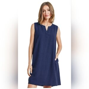 J.Crew Cotton Knit Interlock Michelle Shift Dress Navy Blue Size Medium 98863